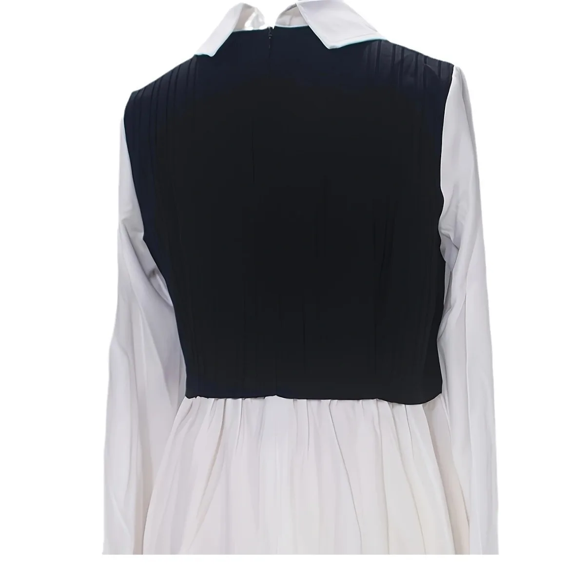 가을 겨울을위한 여성용 긴 소매 셔츠 여성용 컬러 차단 지퍼 블랙 드레스 Vestidos De Mujer Casuales