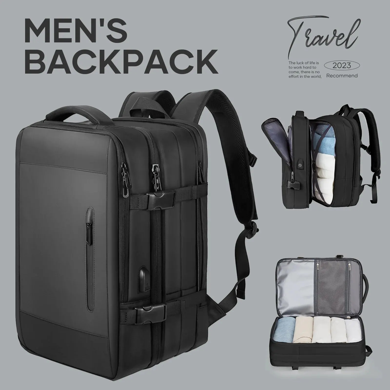 Likros-mochila de viaje de negocios para hombre, morral expandible e impermeable, de gran capacidad, para ordenador portátil de viaje de fin de semana