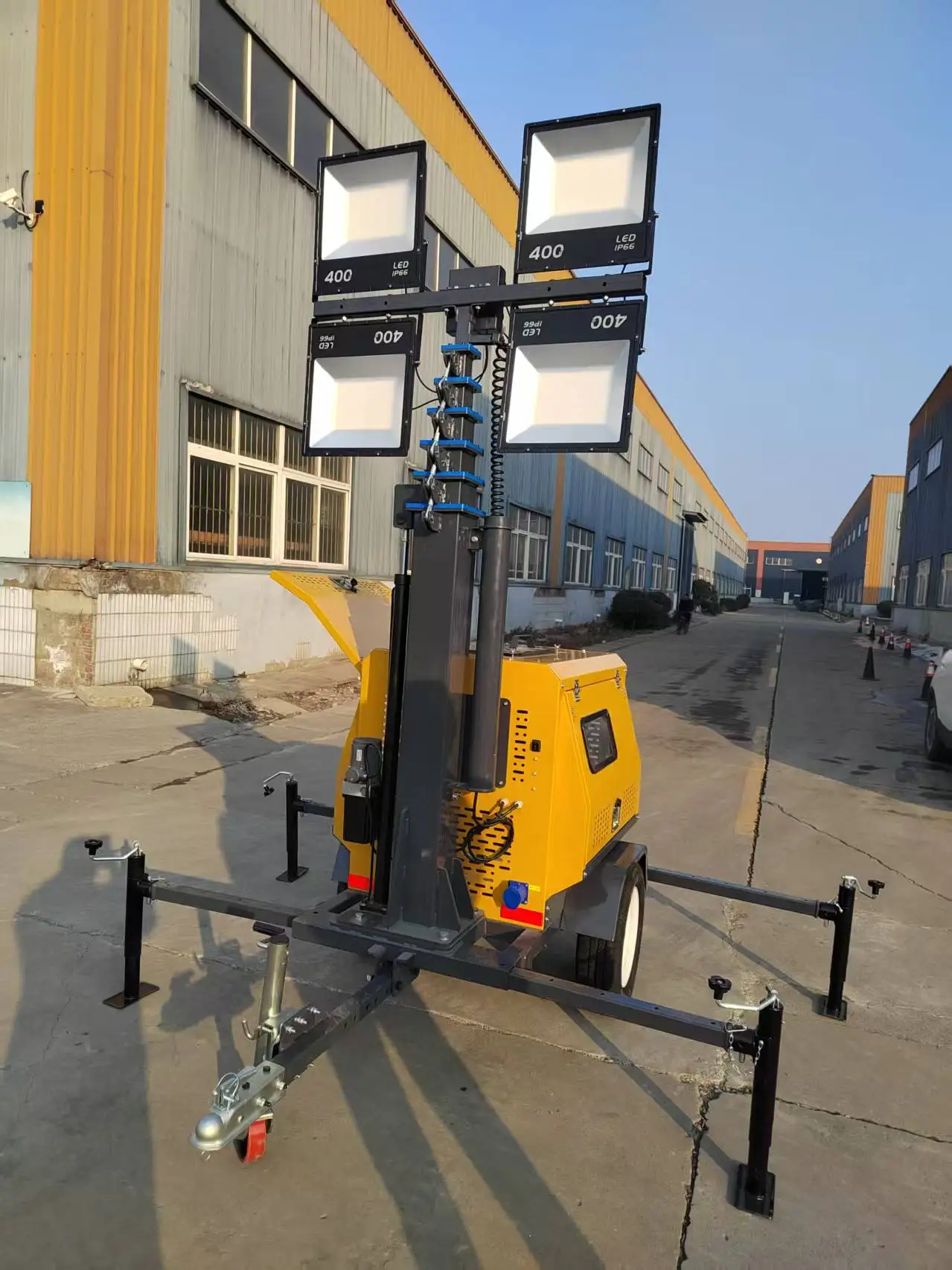 Energy Efficient LED Source 9m Vertical Lift Mobile Lighting Tower for Outdoor Temporary Night Construction Lighting