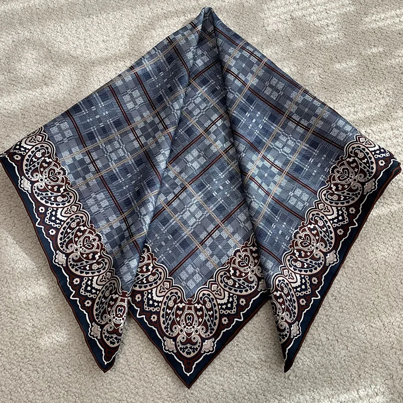 

Женский модный шарф-платок из 100% шелка, 65x65 см, двусторонний, с принтом