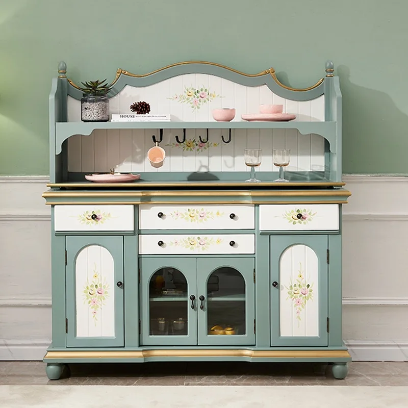 

Solid wood retro side cabinet, dish cabinet, locker, old pastoral simple tea cabinet