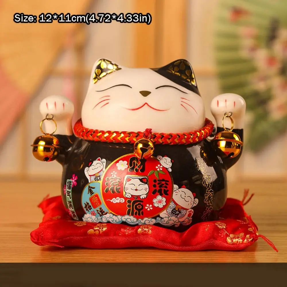 แมวกวักนำโชคขนาด 4.5 นิ้ว ของตกแต่งบ้าน ทำด้วยมือจากเซรามิก รูปปั้นแมวนำโชค ของตกแต่งรถยนต์แบบพกพา ของตกแต่งบ้านและร้านค้า