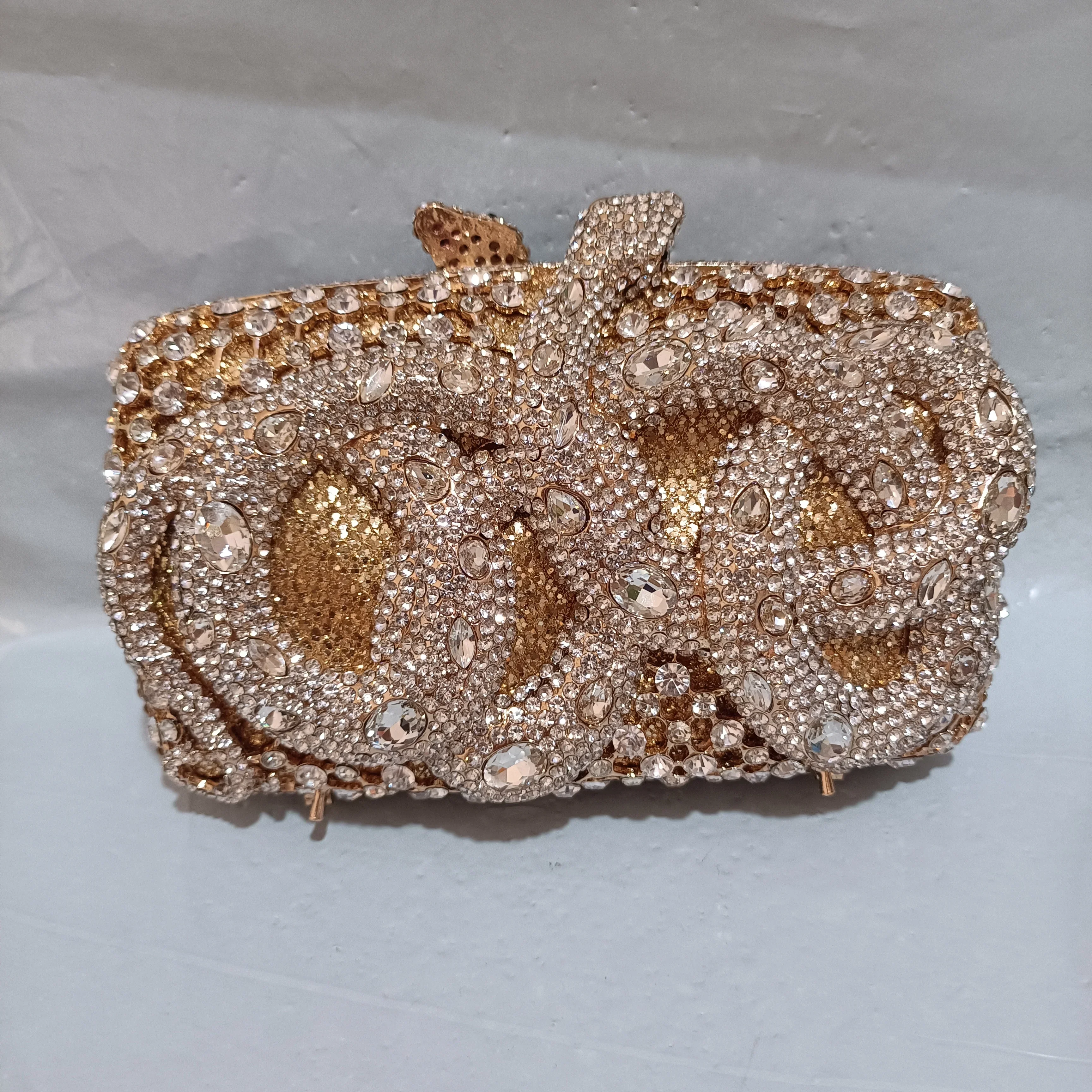 XIYUAN Snake Shape Gold Champagne AB Stone Party Handbags Women Wedding Bridal Birthday Prom Crystal Bags Diamond Dinner Purses