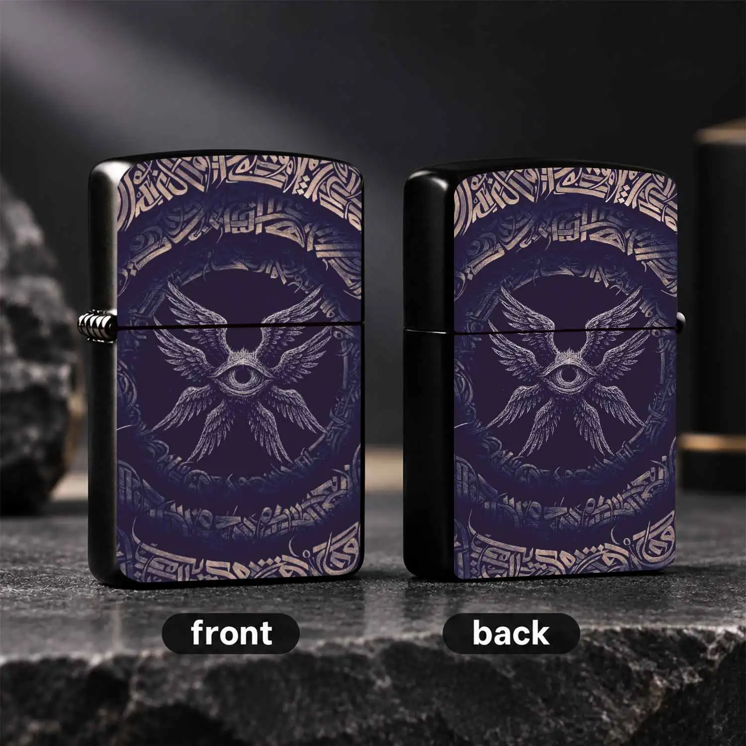 Vintage All-Seeing Wing Art Engraved Lighter, Stylish Niche Personalized Accessory, Multi-scene Practical Gift for Daily Commute Outdoor Travel, Ideal for Gifting andfor Art Enthusiasts  A Humorous And Interesting Lighter