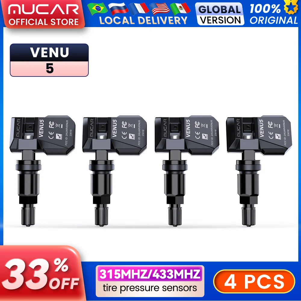 MUCAR VENU 5 Car Tire Pressure Sensor 315MHz/433MHz  4pcs TPMS Tire Pressure Monitor Sensor IP67 Waterproof