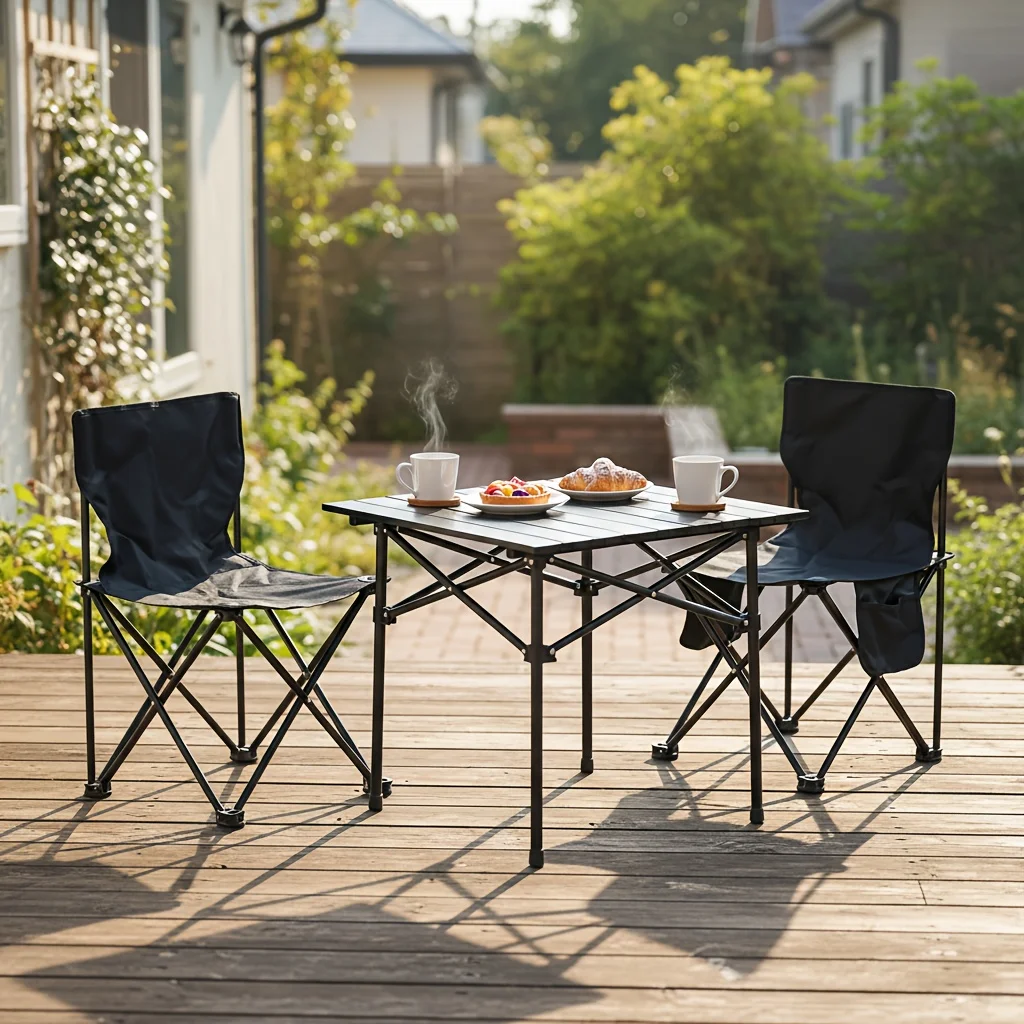 

[Outdoor Camping] 3pcs Outdoor Folding Table And Chair Set, Quick to Assemble, Suitable for Camping, Courtyards, Picnic Camping And Barbecues, Waterproof And Easy to Store, with A Free White Handbag.Not Recommended for Those Over 120 Pounds.for Height Und