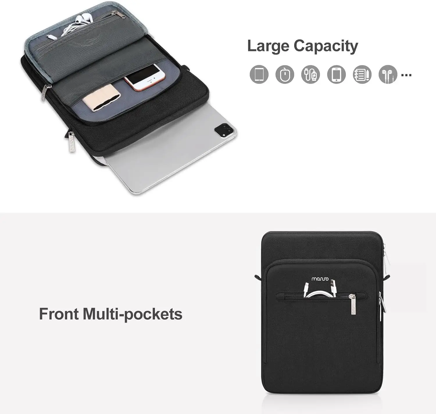 Borsa a tracolla per tablet per iPad Air Pro 12.9 13 pollici M4 M3 M2 M1 Galaxy Tab S9 + Borsa per laptop con superficie Valigetta