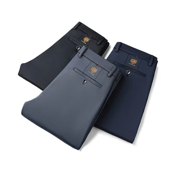 Men's New Loose Straight Leg Elastic Formal Pants, Business Tiger Head Western Style, All Seasons, Casual & Formal Wear 5 Men's New Loose Straight Leg Elastic Formal Pants, Business Tiger Head Western Style, All Seasons, Casual & Formal Wear 5