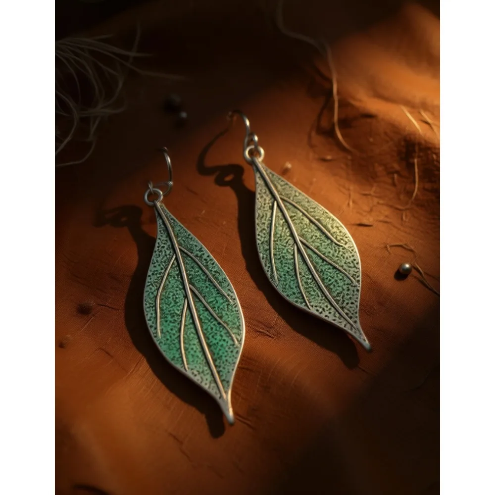 

Серьги-подвески в форме волнистых листьев из стерлингового серебра в богемном стиле