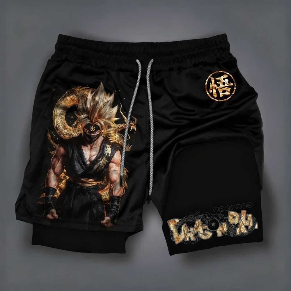 

Dragon Ball Kakarotto Unisex Harajuku Anime Printed 2026 Summer Loose Sports Breathable Quick Drying Double Layer Shorts