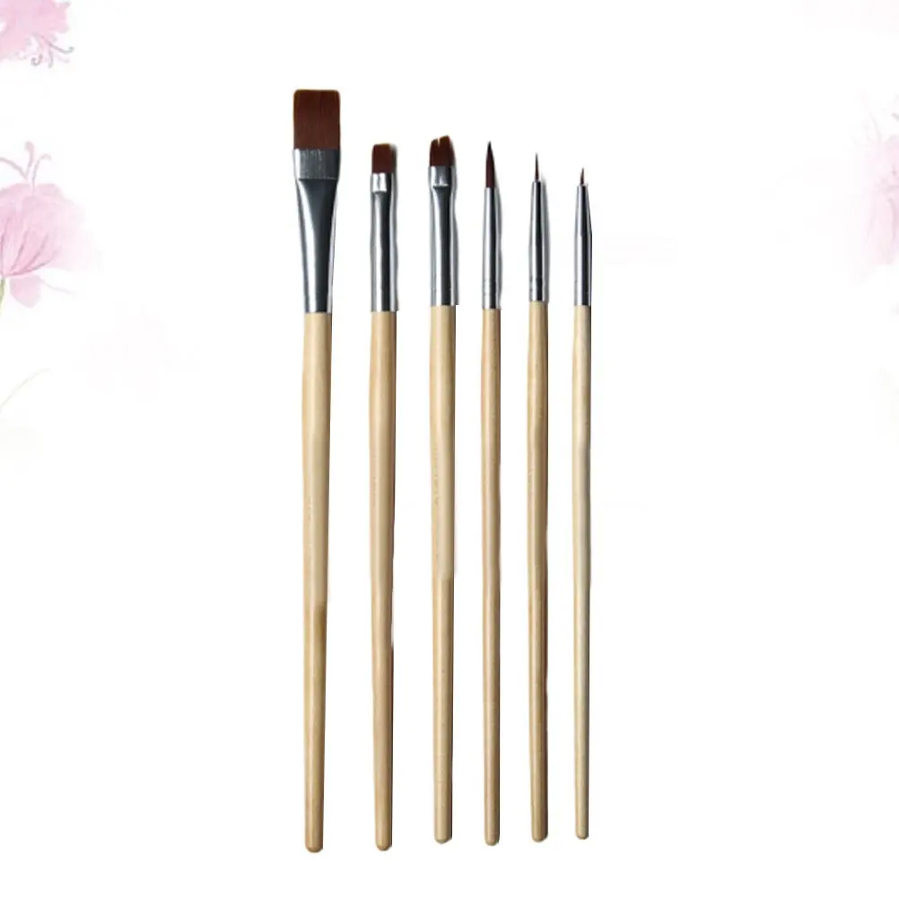 6Pcs Professional Face Oil Painting Makeup Brushes Set Ultra-Soft Nylon Bristles Wooden Handle for Halloween Cosmetics Face