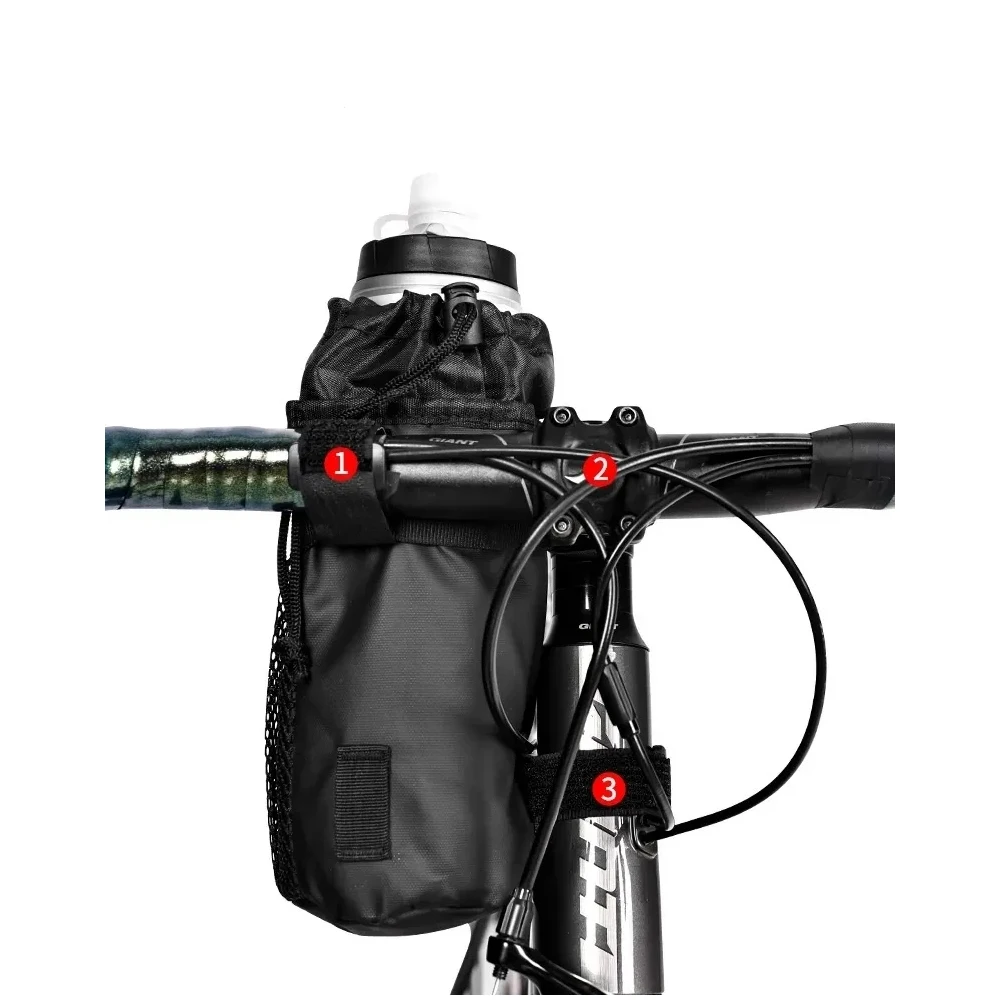 MTB Bicycle Mesh Water Bottle Bag Road Bike Portable Cell Phone Bag Large Capacity Waterproof Insulated Water Bottle Bag