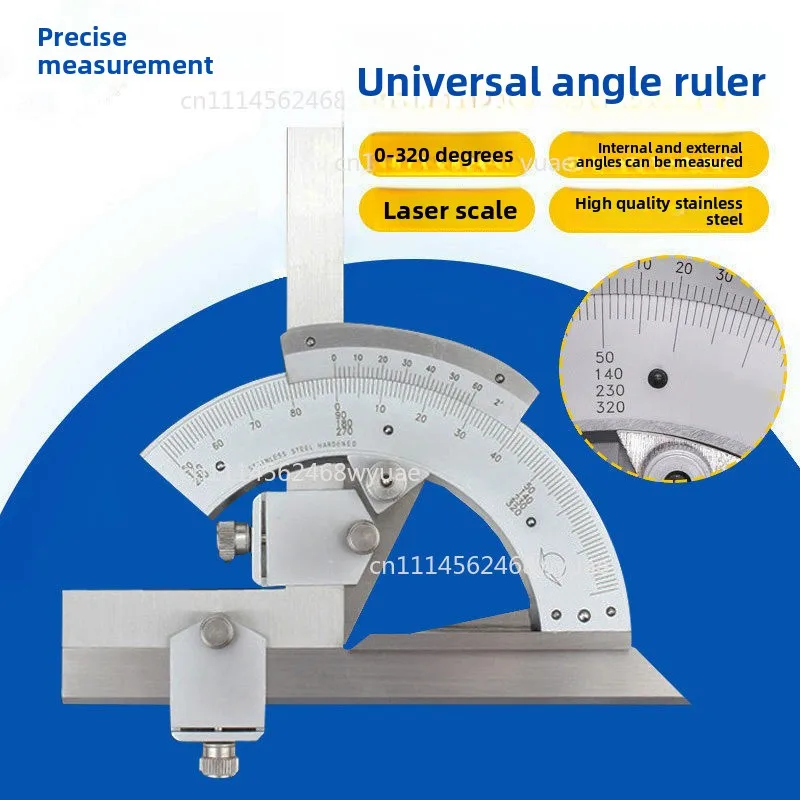 Hi-quality Carbon Steel Universal Bevel Protractor 0-320 Degree Accuracy Angle Measuring Ruler Tools Accuracy of 0.02