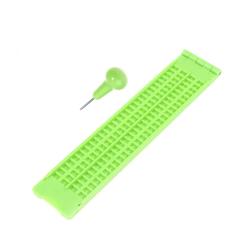 Tableau d\'écriture en braille avec stylet, ardoise portable, pratique pour les aveugles, fournitures d\'apprentissage, 4 lignes, 28 cellules