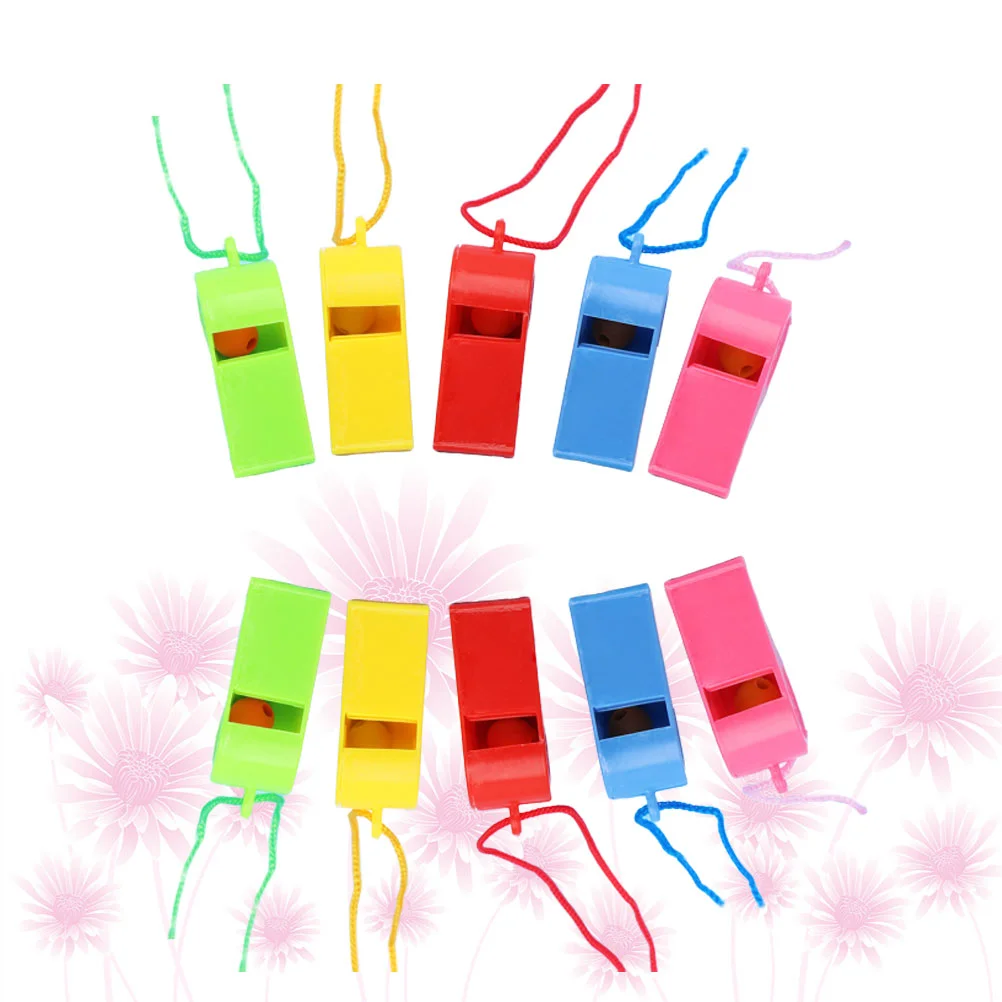 

24Pcs Plastic Whistles Colorful Cheering Refueling Whistles Referee Whistles Kids Toy Sporting Goods (Random Color)(with Rope)