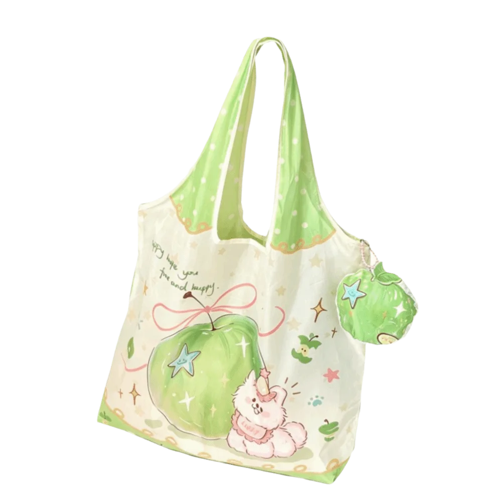 Kawaii Foldable Keychain Bag Fruit Shape Strawberry Cartoon Shopping Bag Pendant Large Capacity Portable Shopping Bag Keychain