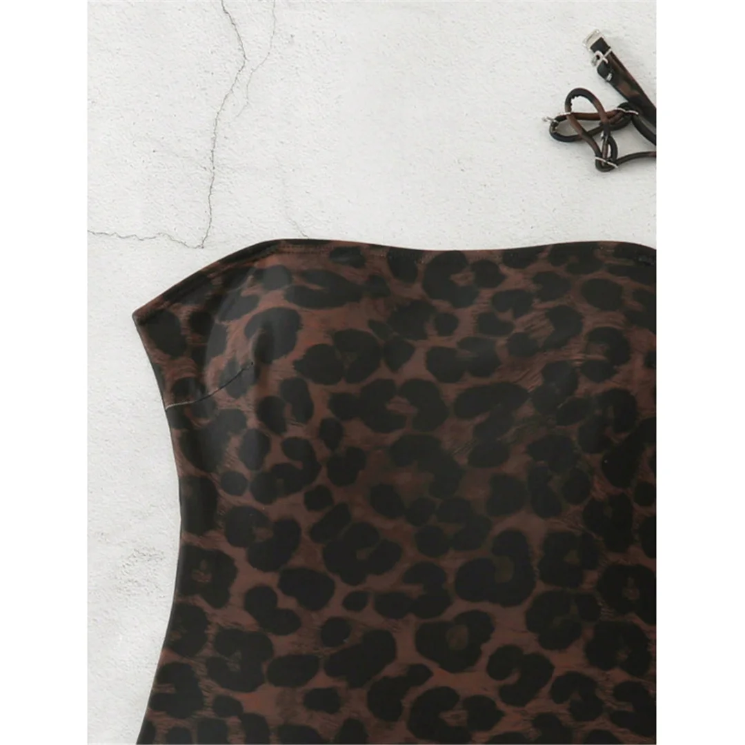 S - XL Neuer Bandeau-Badeanzug mit Leopardenmuster für Damen, einteiliger Badeanzug, weiblicher Monokini-Badeanzug mit hohem Beinausschnitt, Badeanzug, Schwimmanzug V8051 – Detail 8