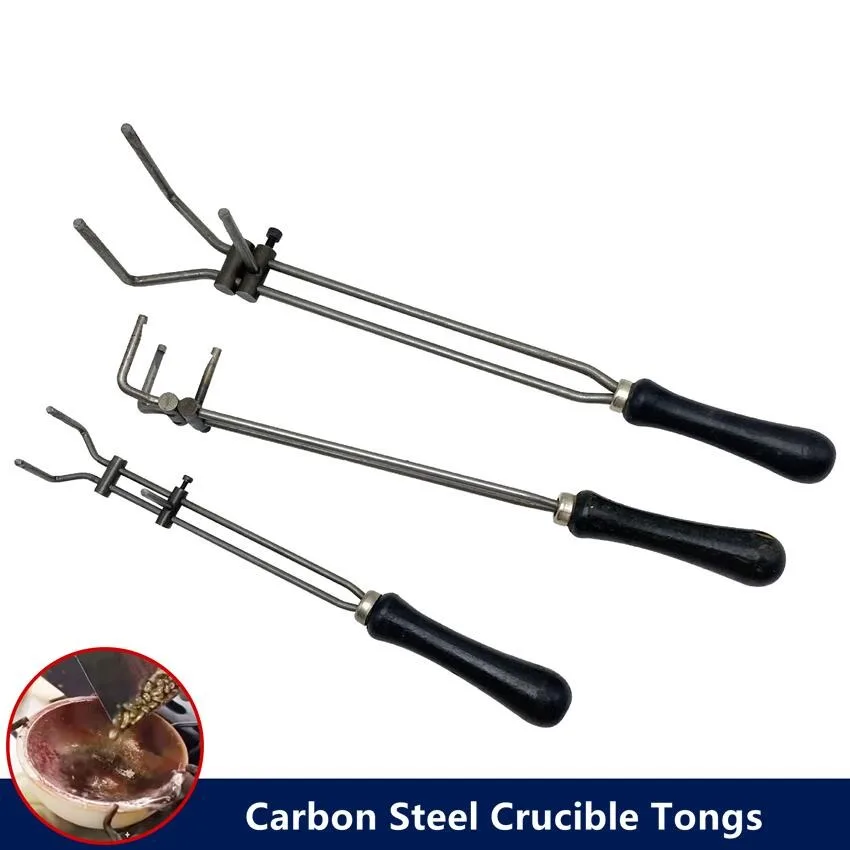 Carbon Steel Crucible Tongs with Ergonomic Handle Golden/Silver Finish for Jewelry Making & Melting Furnaces Smelting Hold Plier