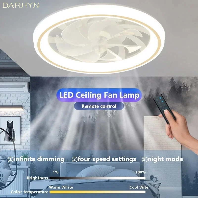 

Modern Fan Ceiling Light Remote Control Light For Adjustable wind Speed Bedroom Dining Room Study Living Room Home Decor Lights