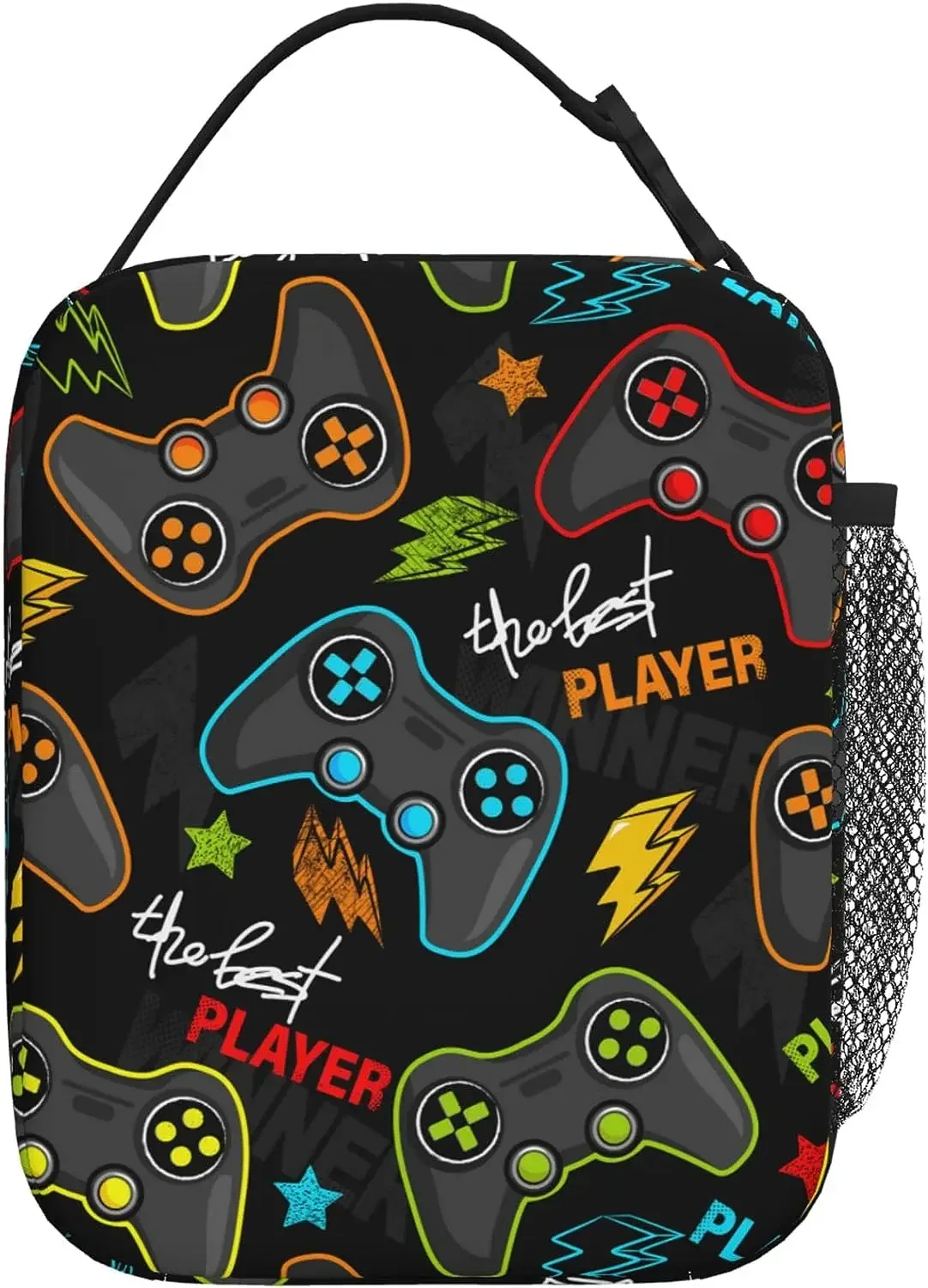 Video Game Controller Insulated Lunch Bag Reusable Lunch Box Portable Thermal Bento Tote for Adults Kids Work School Picnic