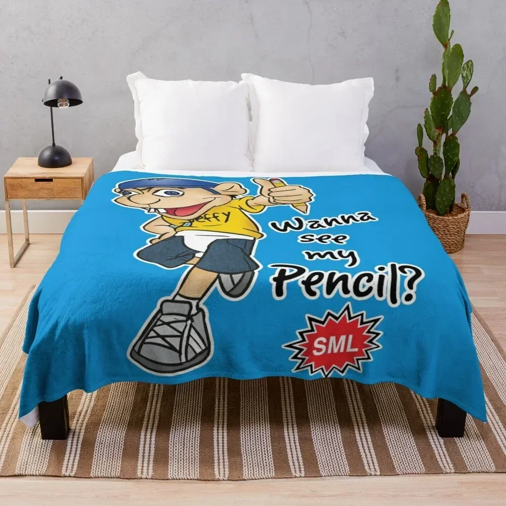 

Jeffy Wanna See My Pencil - Funny SML Character Throw Blanket Wrinkle Resistant Lightweight Blanket