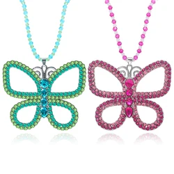 Harong Butterfly Necklaces Choker for Women Trendy Going on Large Pendant Sparkly Rhinestone Collar Jewelry Gifts