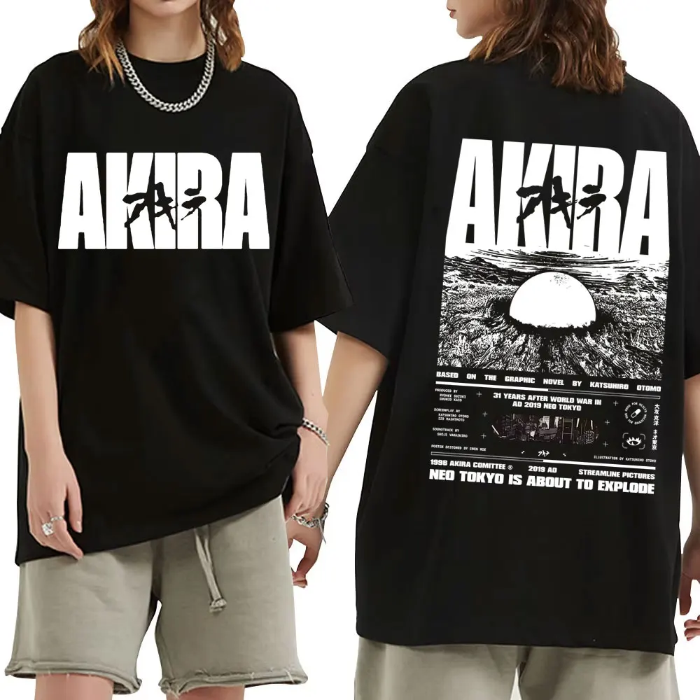 Japanese Science Fiction Cartoon Movie Anime Akira Shotaro Kaneda Graphic T Shirt Men Women Fashion Vintage Oversized T-shirts