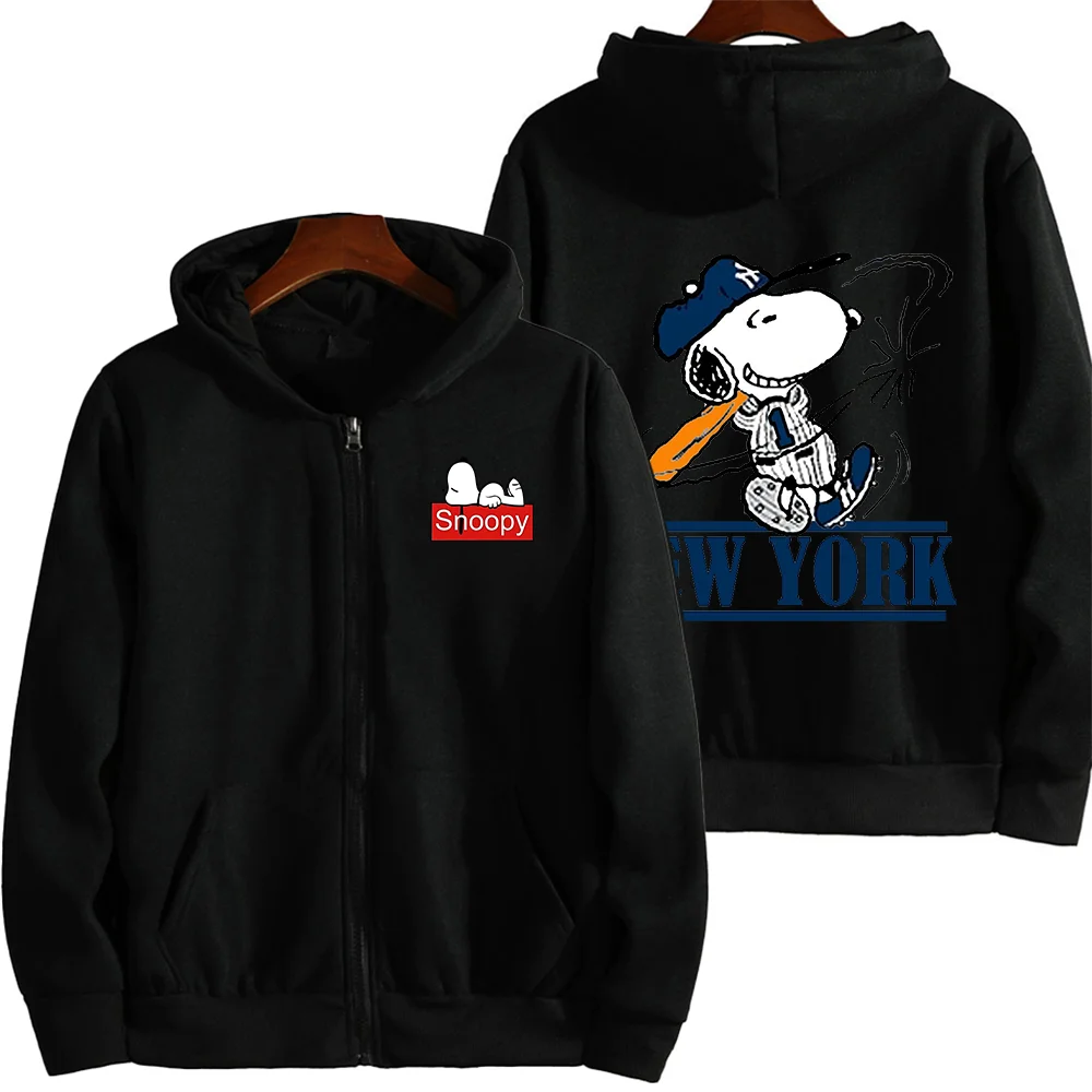 Anime Snoopy printed hoodie student couple sports street casual zipper hoodie