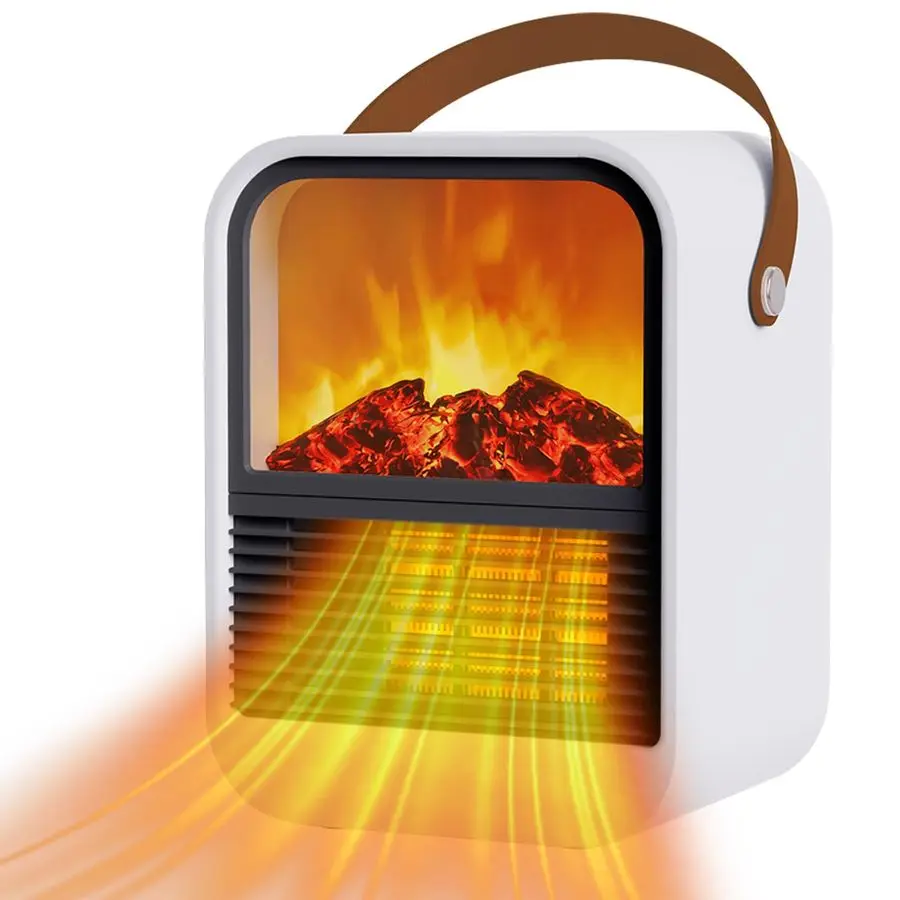 

Mini Electric Fireplace Heater,Small Room Space Heaters for Indoor Use with 3D Flames,PTC Ceramic Heater, Desk Space Heater for