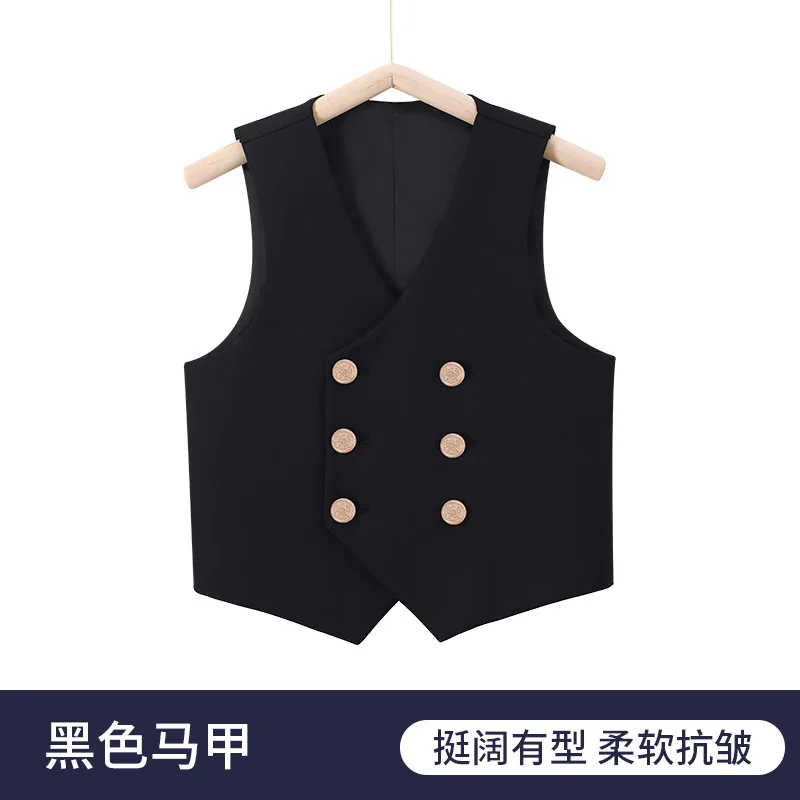 Kids Formal Suit Vest Student School Performance Stage Clothes Gray Blue Black Children Blazer Double Breasted Vest Size 100-180