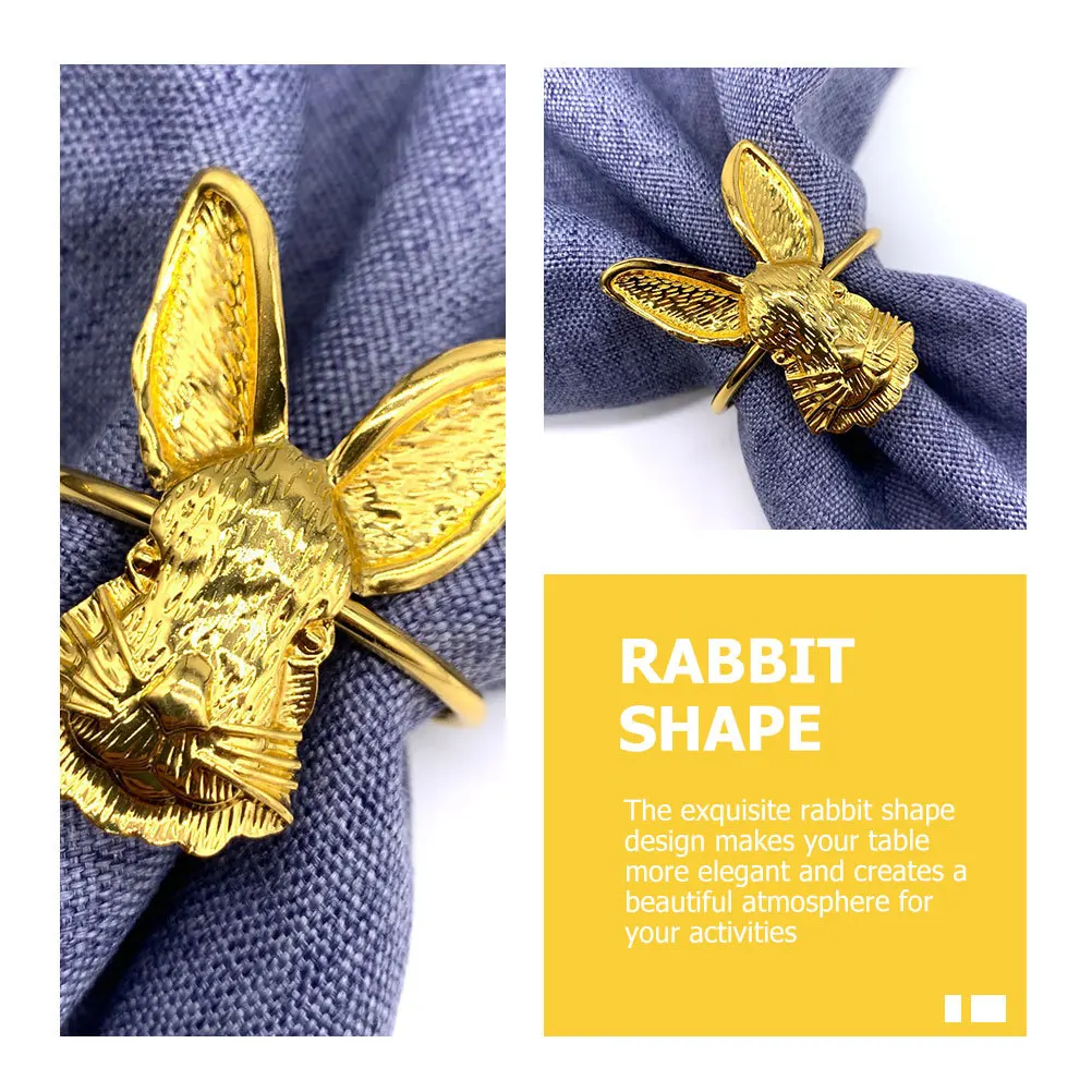 

6Pcs Rabbit Metal Napkin Rings Delicate Dining Table Decoration Wedding Party Napkin Holders Easter Bunny Buckles Practical
