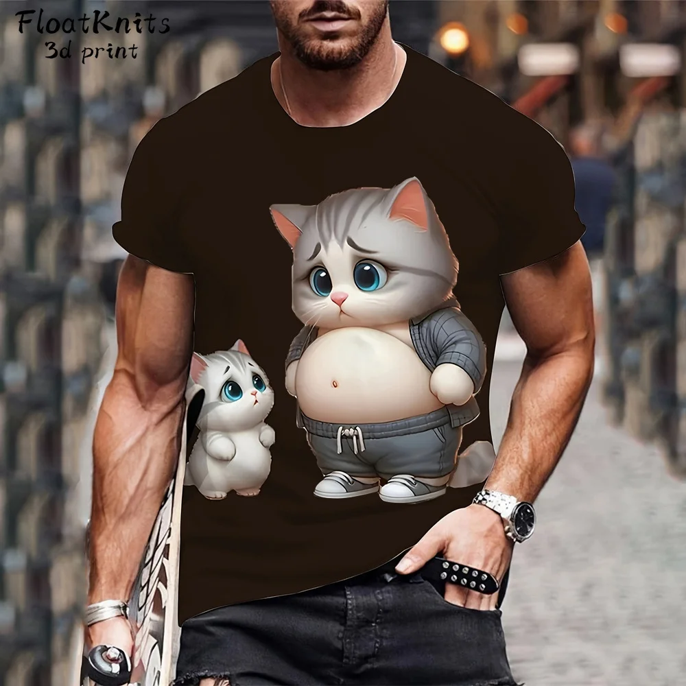 

Funny Cat Print T-Shirt Summer Cat Graphic T Shirts O-Neck Casual 3D Print Man Clothes Fashion Short Sleeve Tee T Shirts for Man