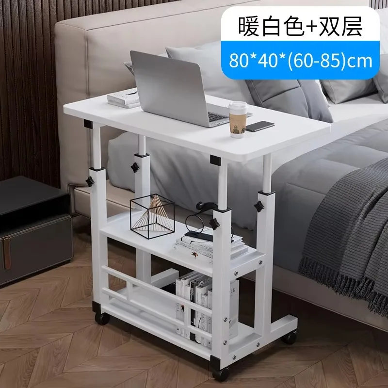 Laptop Table Height Adjustable Notebook Desk Bedside Desk with Big Storage Shelves and Wheels Mesa Ordenador Escritorio Mesa