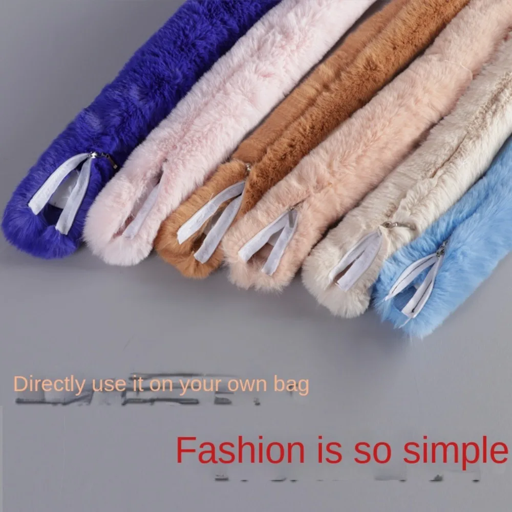 Women Faux Fur Bag Belts Plush Bag Strap Shoulder Handbag Strap Replacement Belt Fashion Bag Winter Warm Handles With Zipper