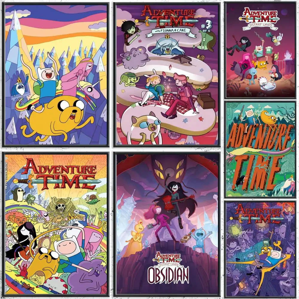 Animación A-Adventure TimeS pintura caligrafía HD lienzo cartel sin arrugas impermeable todo el espacio decoración de pared
