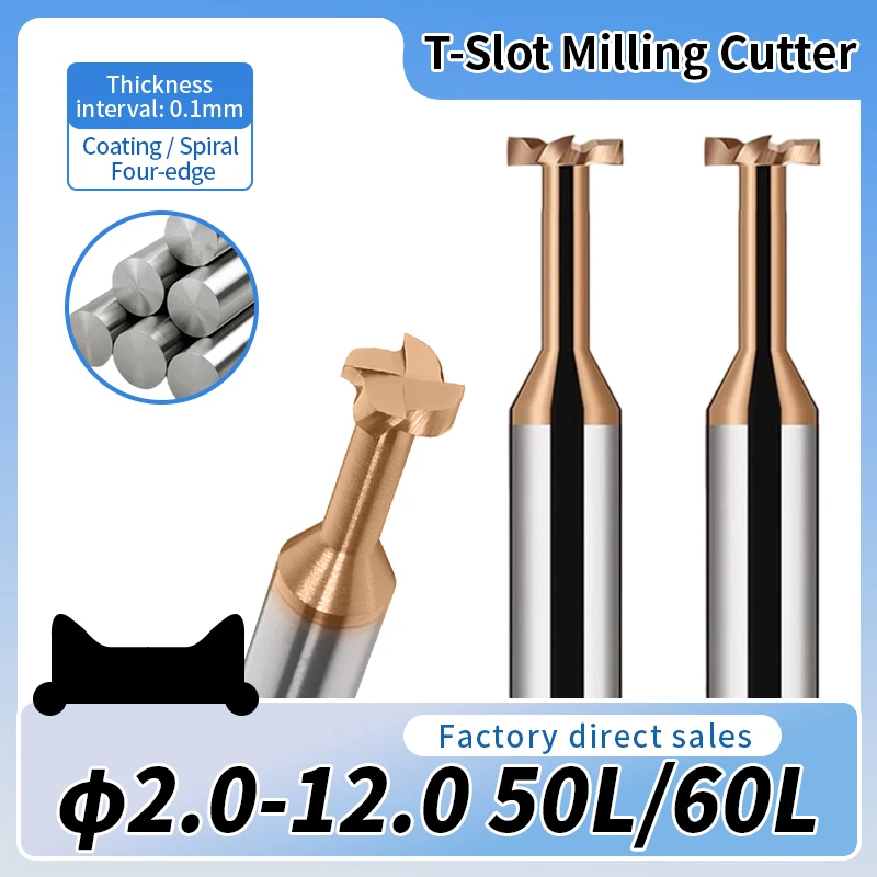 Tungsten Steel Alloy T-Slot Milling Cutter, Special Groove Type Cutting Tool for Hard Steel and Alloy Steel CNC Machining