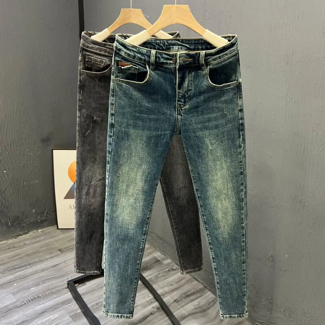 

Men's Luxury Casual Denim Jeans Spring Autumn Pencil Pants Comfortable Blue Jeans Korean Style Slim-fit Stretch Fashion Trousers