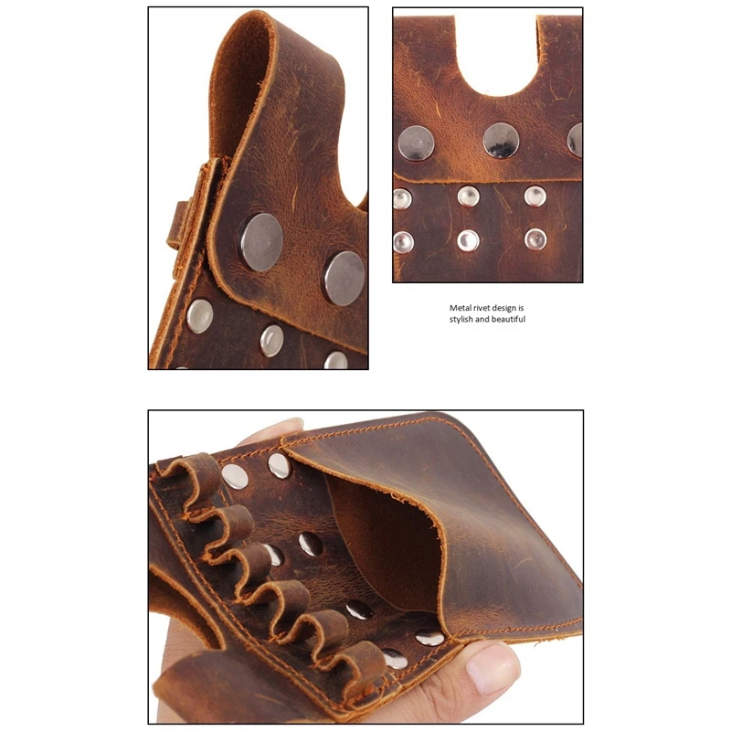 Back Pocket Quiver Horse Leather Pocket Quiver For Holding 6 Pieces , Recurve Compound Bow For Archery Hunting