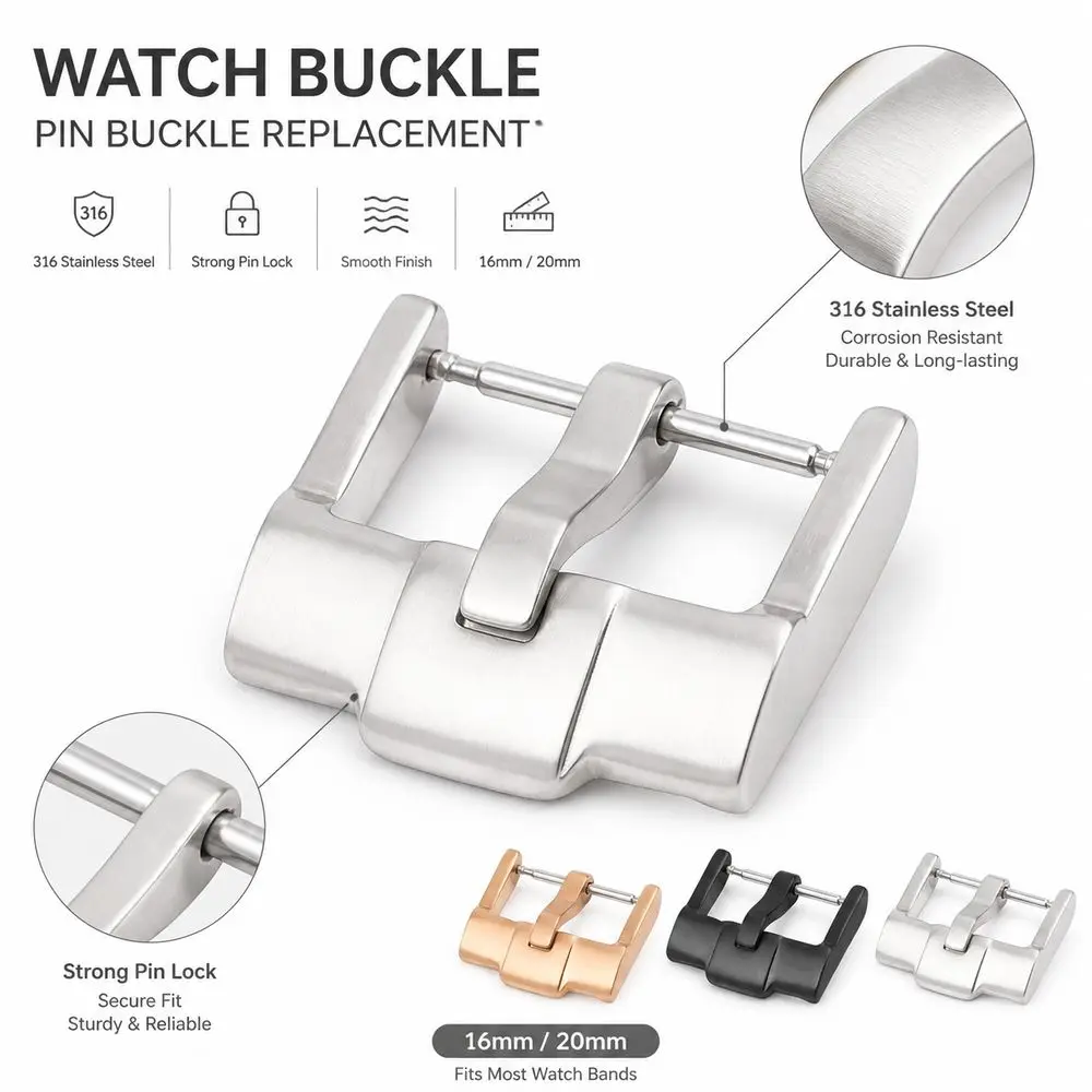 New 316 Stainless Steel Watch Clasp Metal Pin Buckle Watchband Clasp Watch Pin Buckle Watchband Repair
