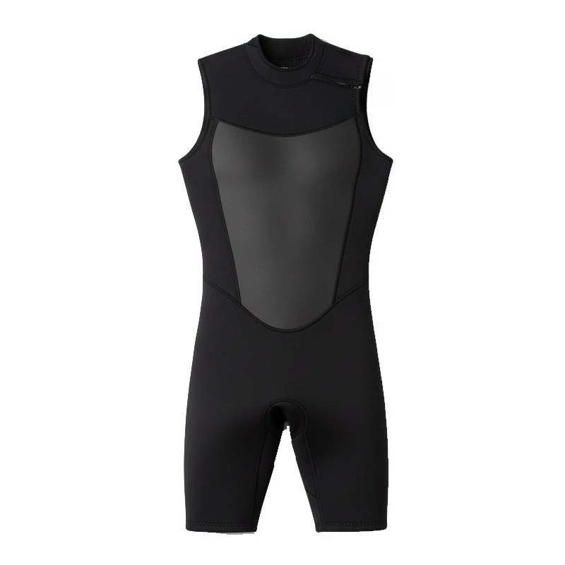 Mens 2mm sleeveless wetsuit Vest one-piece Diving Snorkling Suit Swimsuit Back Zipper Warm