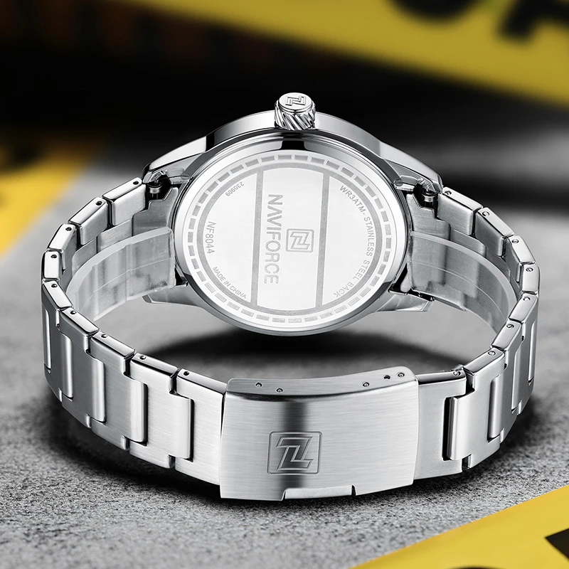 تريند ماركة NAVIFORCE تصميم رياضي نابض بالحياة من الفولاذ المقاوم للصدأ للرجال كوارتز عرض التاريخ ساعة يد للأعمال مقاومة للماء #6