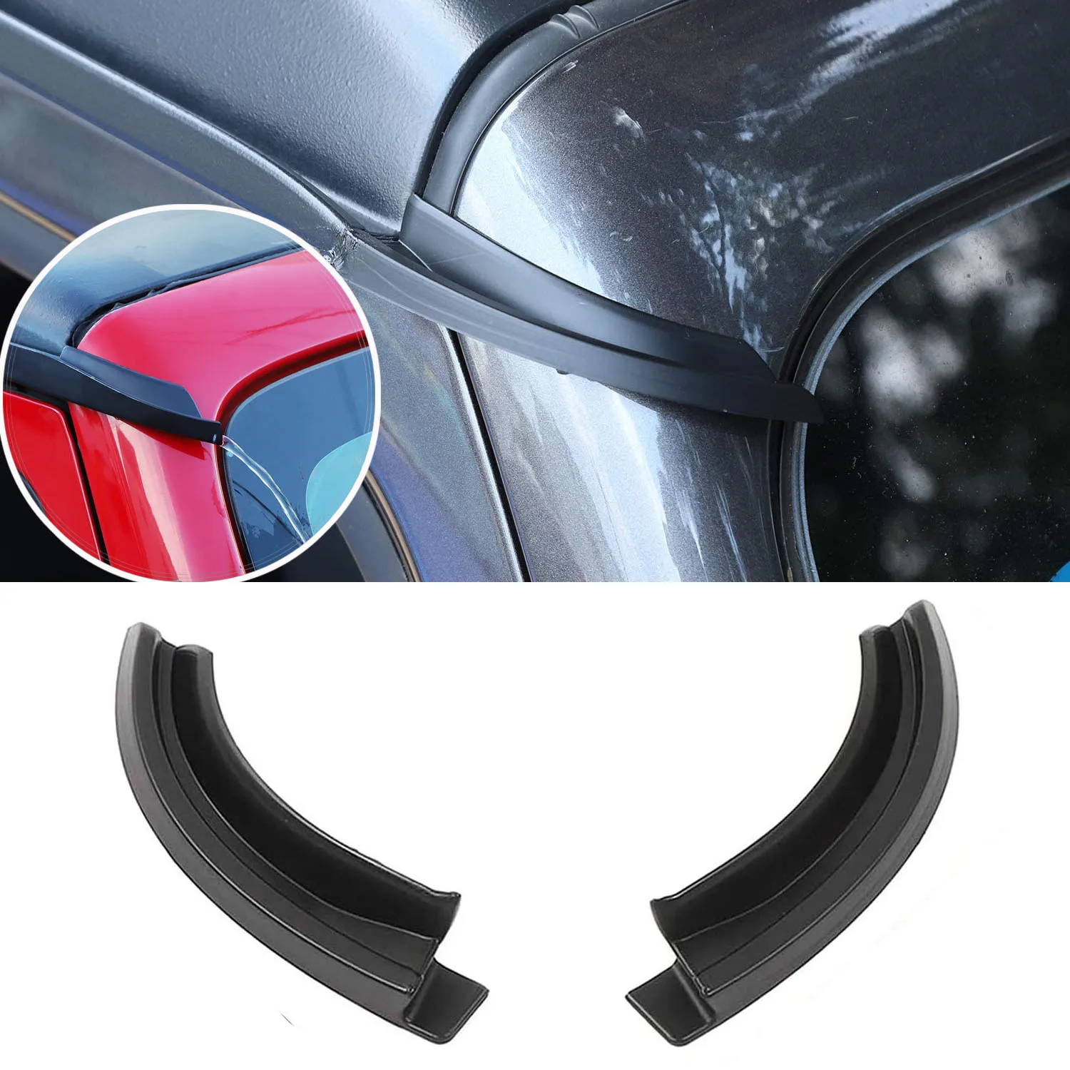 Hard-Top Roof Rainwater Guard ABS Diverters Channel Slot Gutter for Jeep Wrangler JK JL 2007-2017 2018-2021 Drip Rail Extension