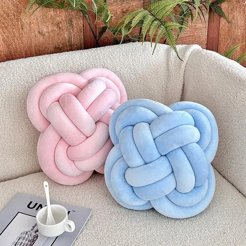 

Icelandic Line Knot Weaving Pillow Knot Sofa Bed Window Cushion Heart Shaped Crystal Velvet Fabric Nordic Style Home Decor
