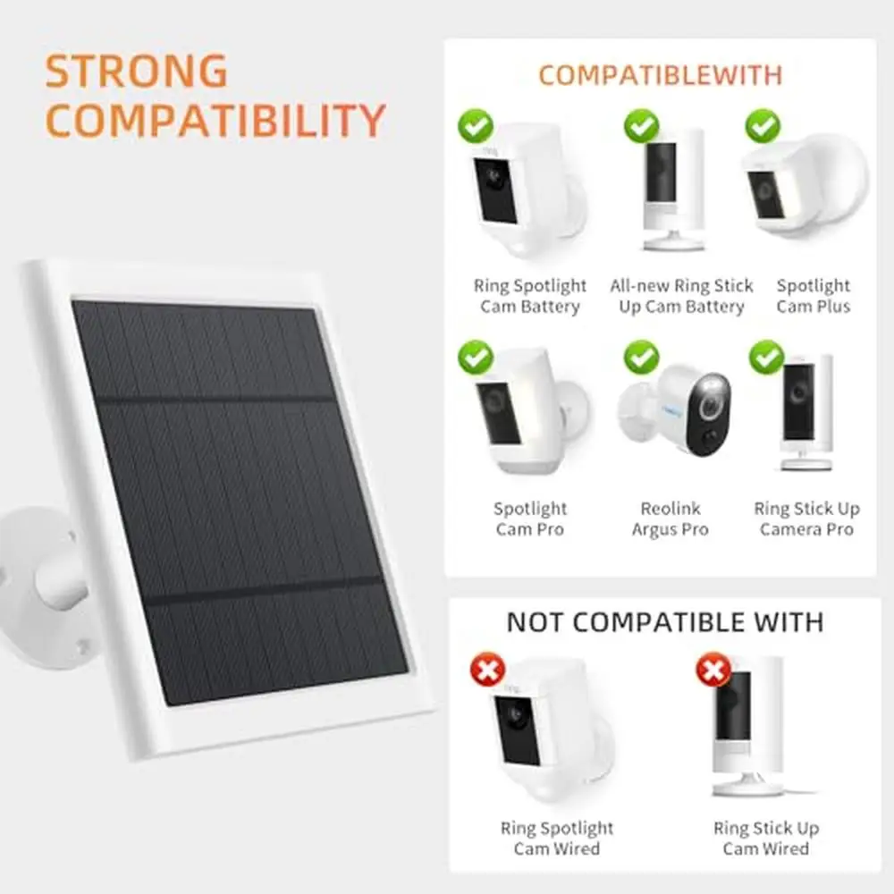 Solar Panel Ring Camera Charger 3 Pack 4W Fast Charging Compatible with Ring Spotlight Stick Up Cam 360° Rotatable Mount