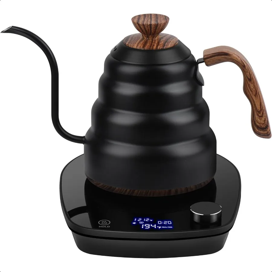 

Электрический чайник на гибкой стойке, 30 унций, 0,9 л, электрический чайник для воды с интеллектуальным контролем температуры, быстрый нагрев, нержавеющая сталь 304 f