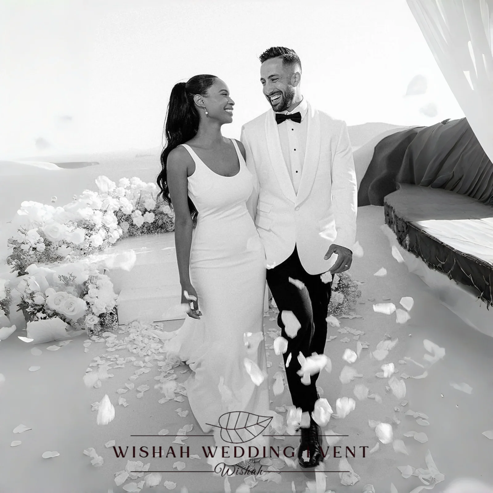 Wishah Customized Mermaid Bohemian Satin Wedding Dress U‑Neck Sleeveless Floor Length Chapel Train Low Back With Bow Bridal Gown