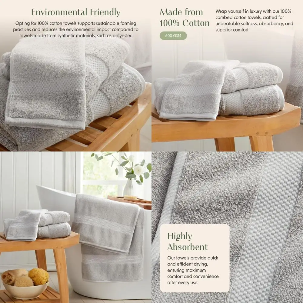 

Set of 4 Grey Bath Towels | Premium Cotton | Absorbent & Quick-Drying | Oeko-TEX® Certified | Cynewski Collection