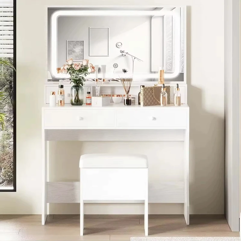 Modern multi-functional small locker LED lighting mirror, environmentally friendly and durable bedroom dresser furniture