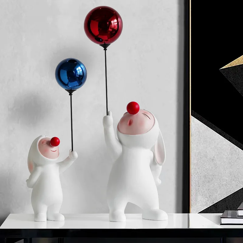 Soft balloon rabbit ornament wholesale living room TV cabinet ins entrance decoration creative light luxury resin home products