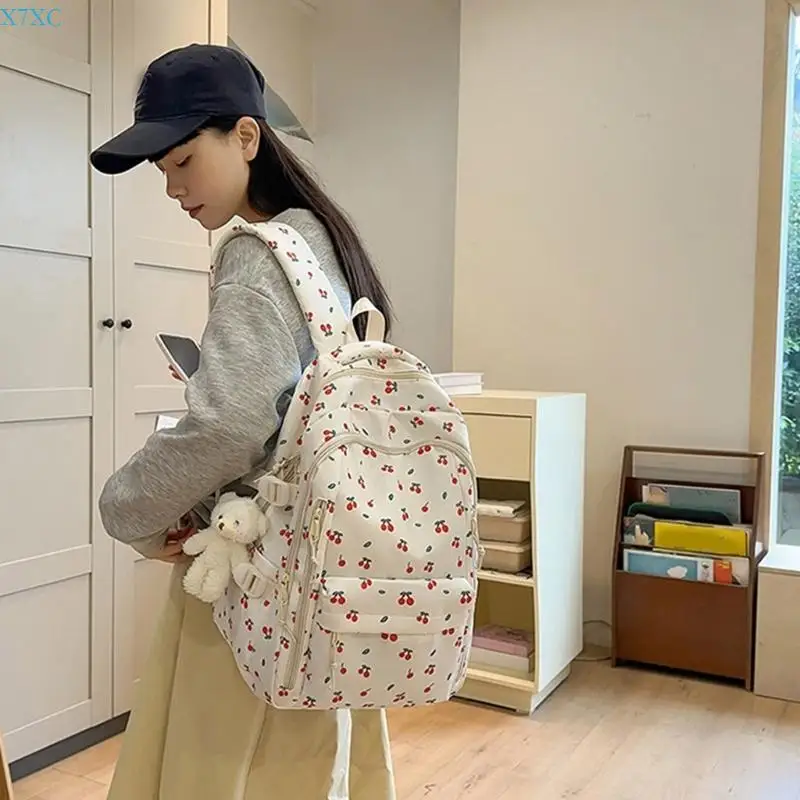 X7XC Large Capacity Backpack Casual Daypacks Student School Bag Aesthetic Backpack Simple Rucksack Travel Bag for Teens Girls